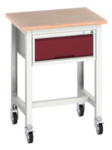 16922200.** verso mobile workstand with 1 drawer cabinet & multiplex top. WxDxH: 700x600x930mm. RAL 7035/5010 or selected